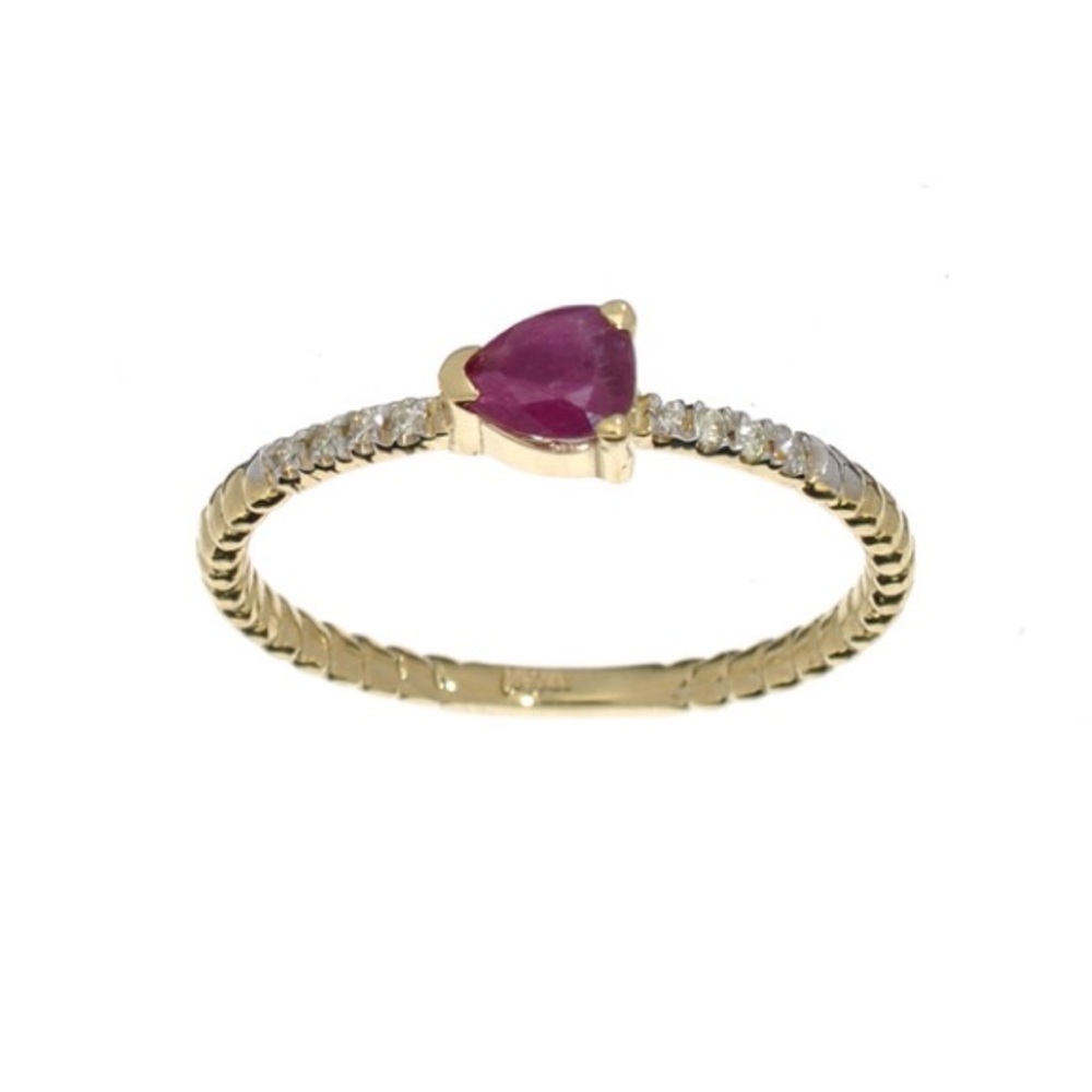 Genuine Ruby And Diamond Stack Ring Geometric Mod… - image 1